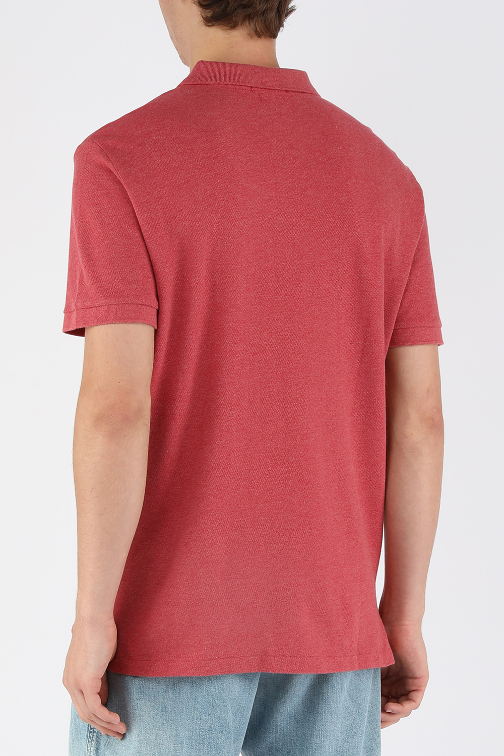 תמונת דוגמן אחורית של Short Sleeve 2 Buttons Polo Shirt in Red