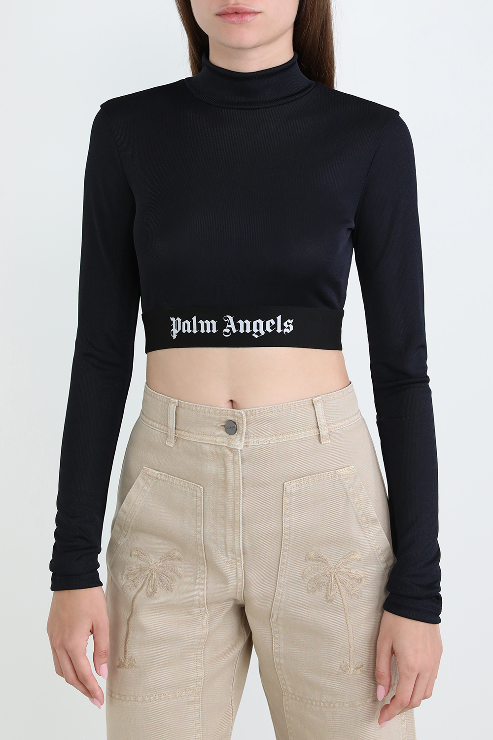 תמונת דוגמן קידמית של חולצה ארוכה קרופ