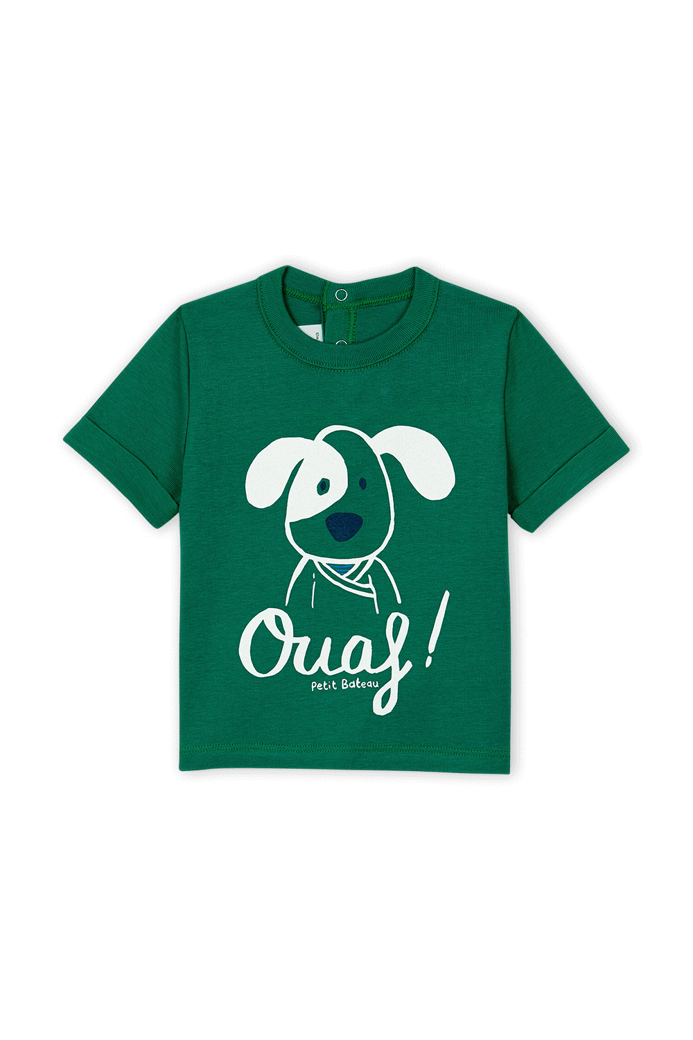 גילאי 18-36 חודשים חולצת טי ירוקה עם דפוס כלב PETIT BATEAU