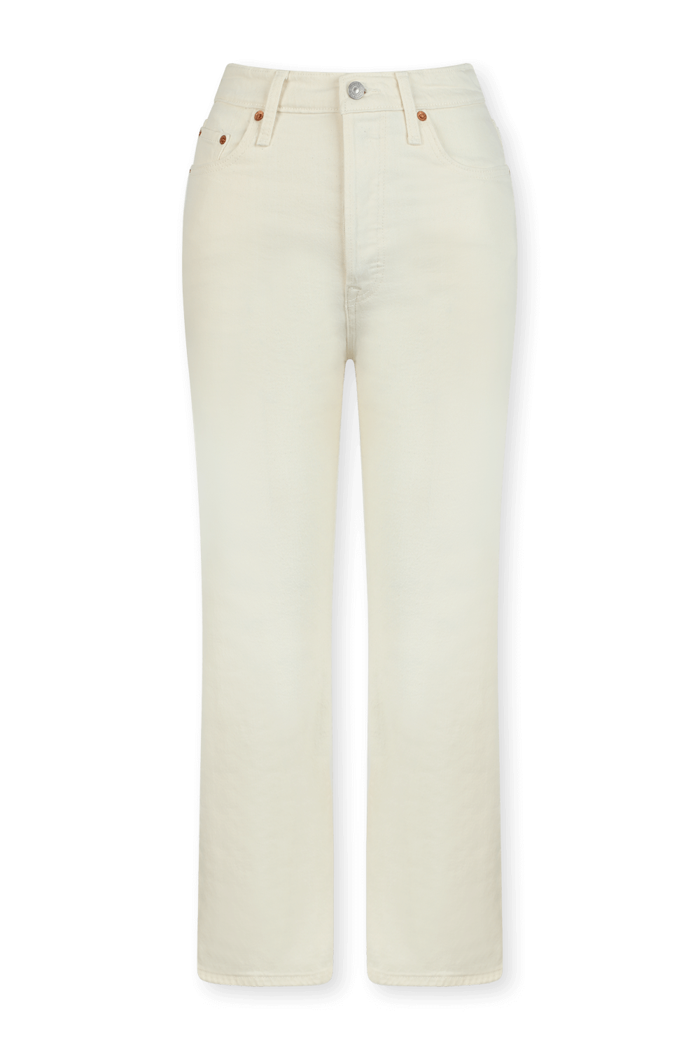 תמונה קידמית של מכנסי ג'ינס בגזרת קרופ ישרה