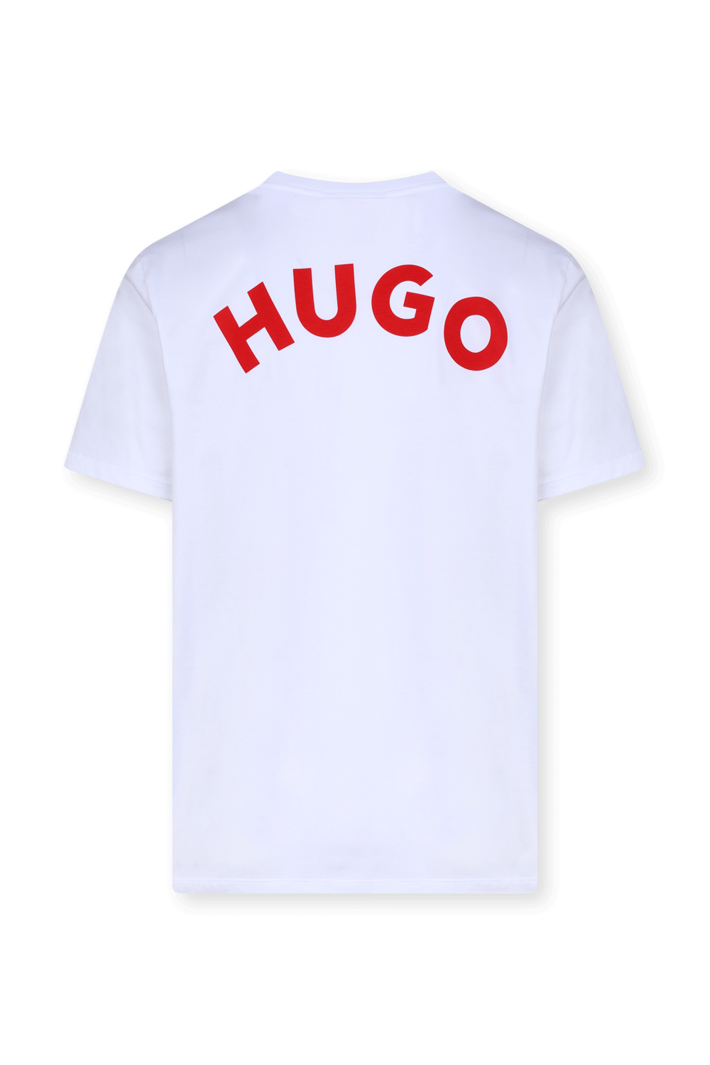 תמונה אחורית של חולצת טי לבנה עם לוגו פאץ' לב אדום