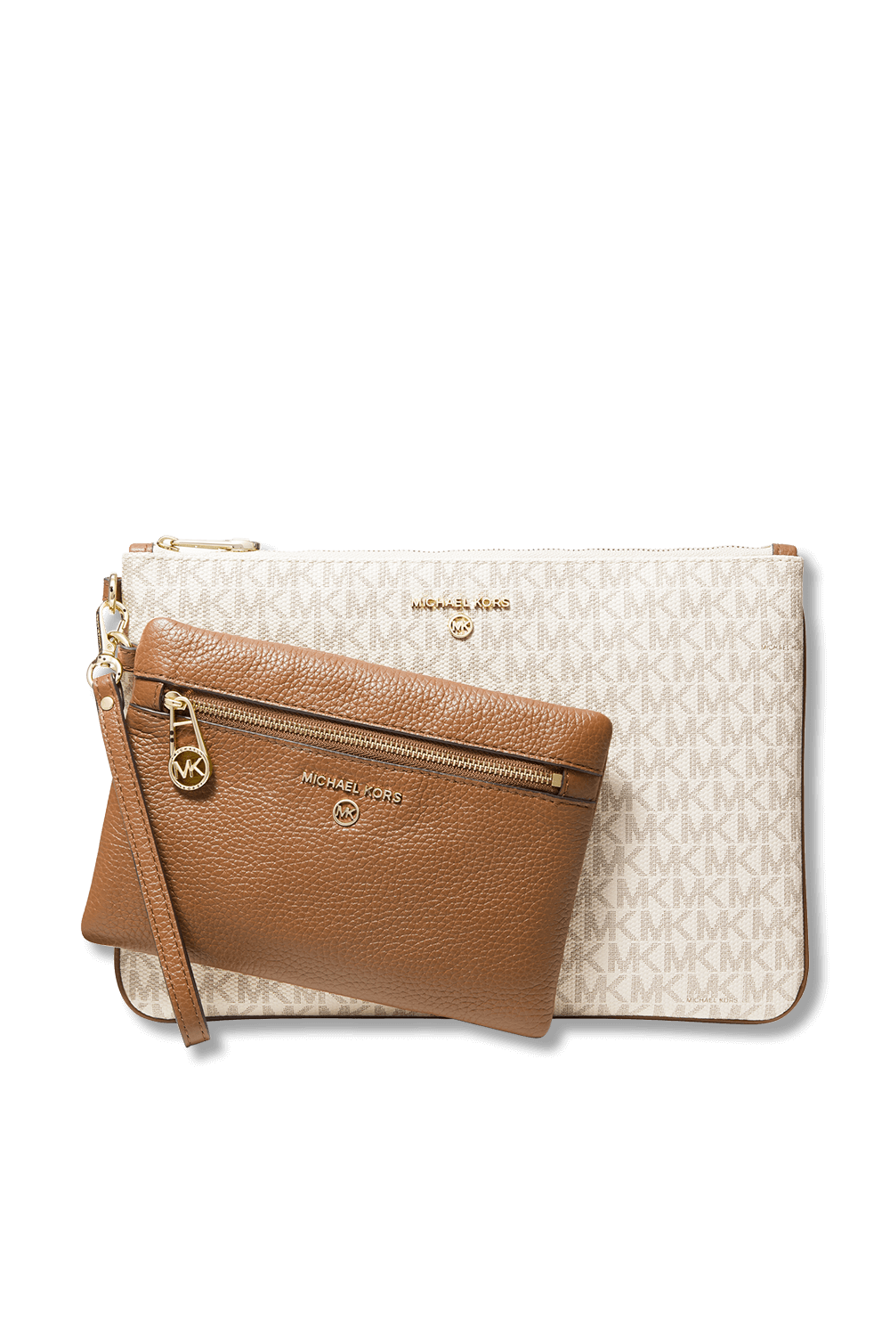 Slater Large Logo White and Leather 2-in-1 Wristlet MICHAEL KORS