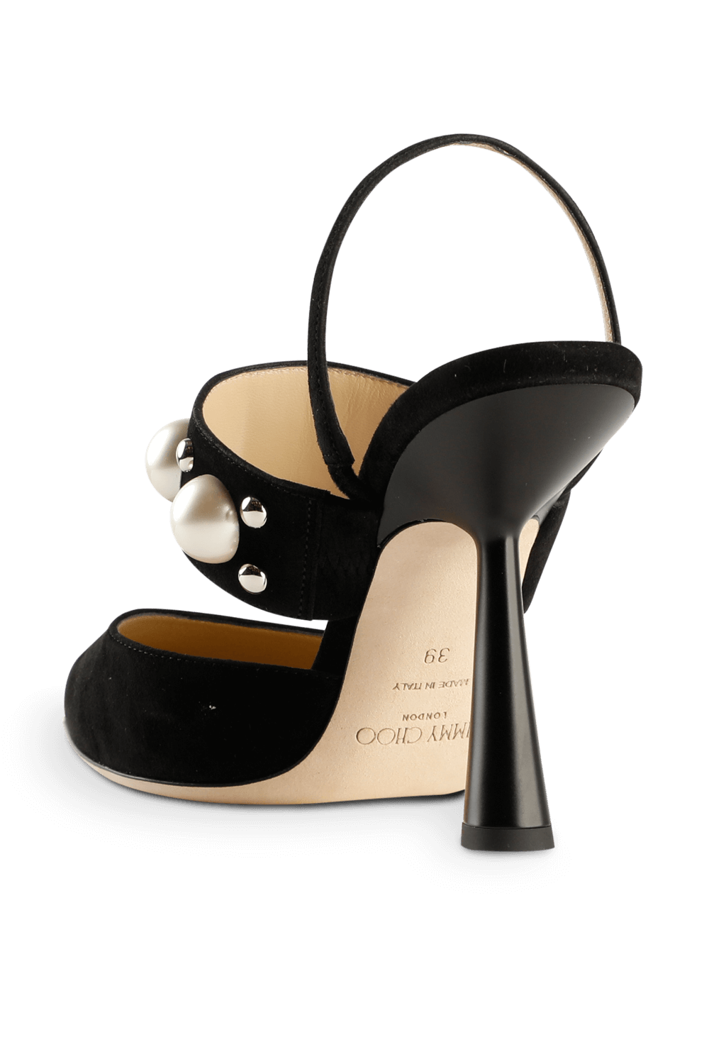 תמונה אחורית של Breslin 100 Slingback Shoes in Black Suede