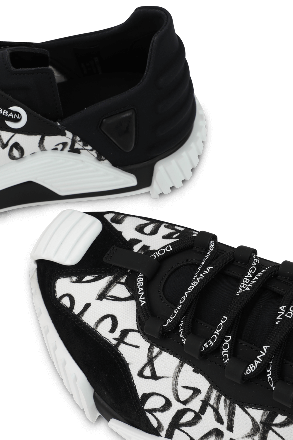 Mixed Material NS1 Sneakers in Black and White DOLCE & GABBANA