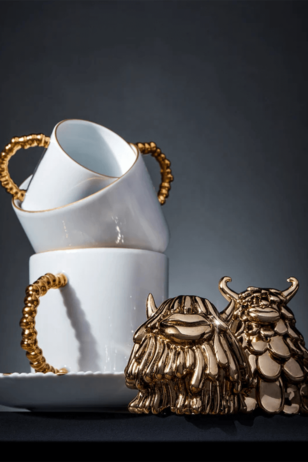 תמונה אחורית של HAAS Gold Espresso Cup + Saucer  (Gift Box of 6)