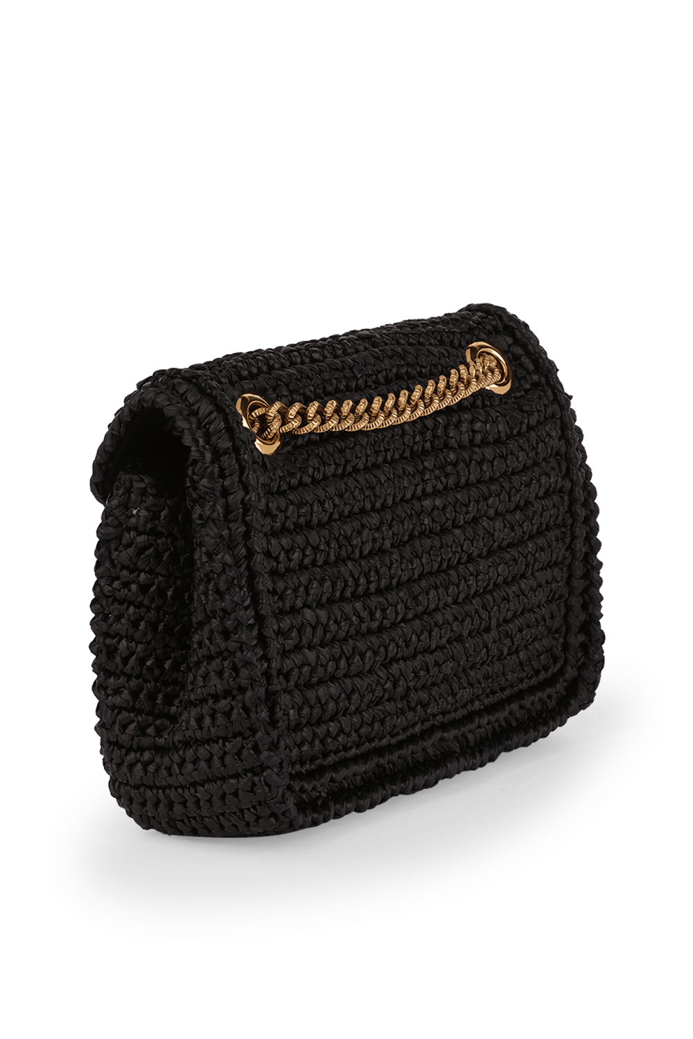 Medium Crochet Raffia Devotion Bag in Black DOLCE & GABBANA