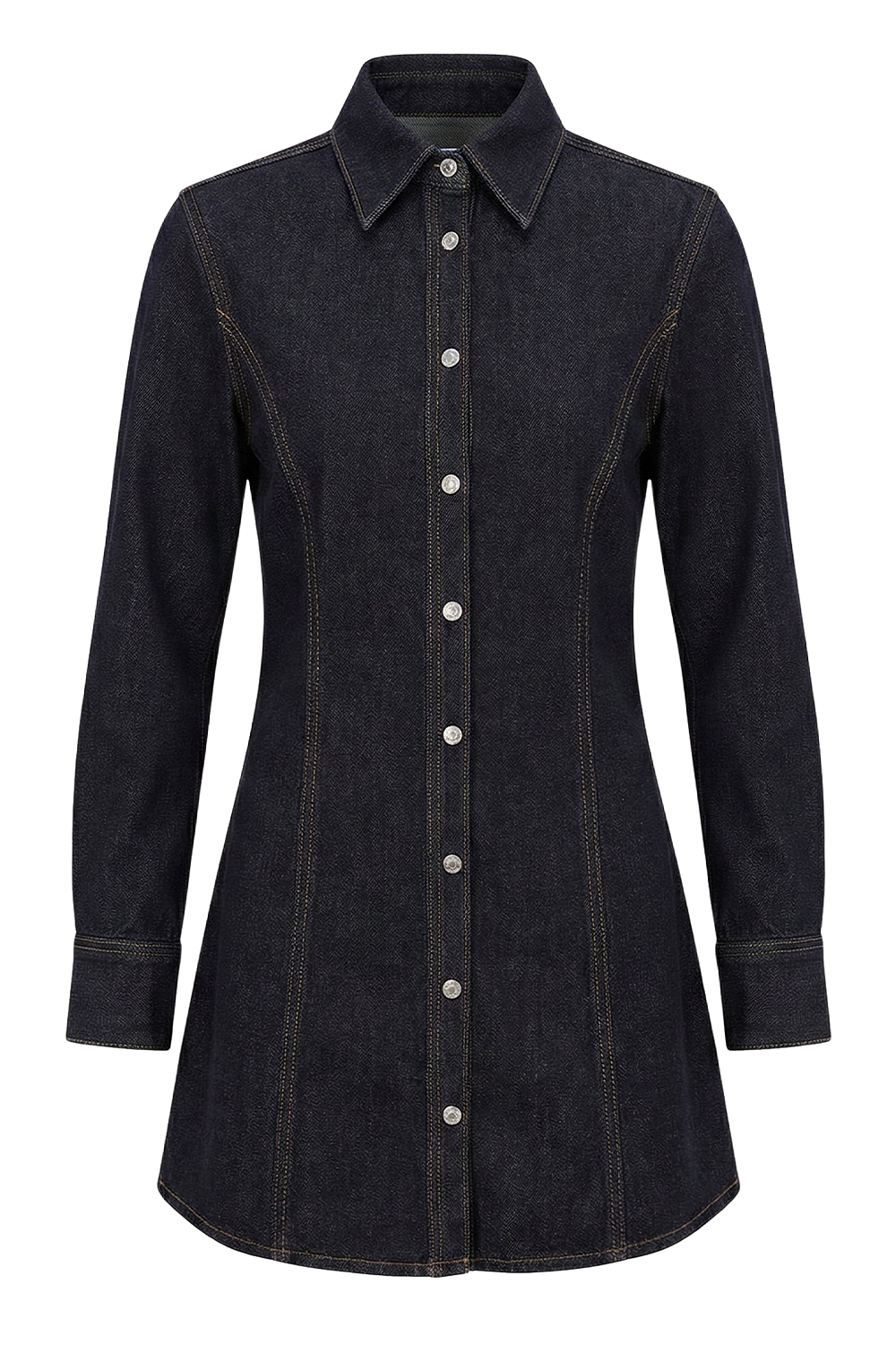 תמונה קידמית של שמלת ג'ינס מכופתרת