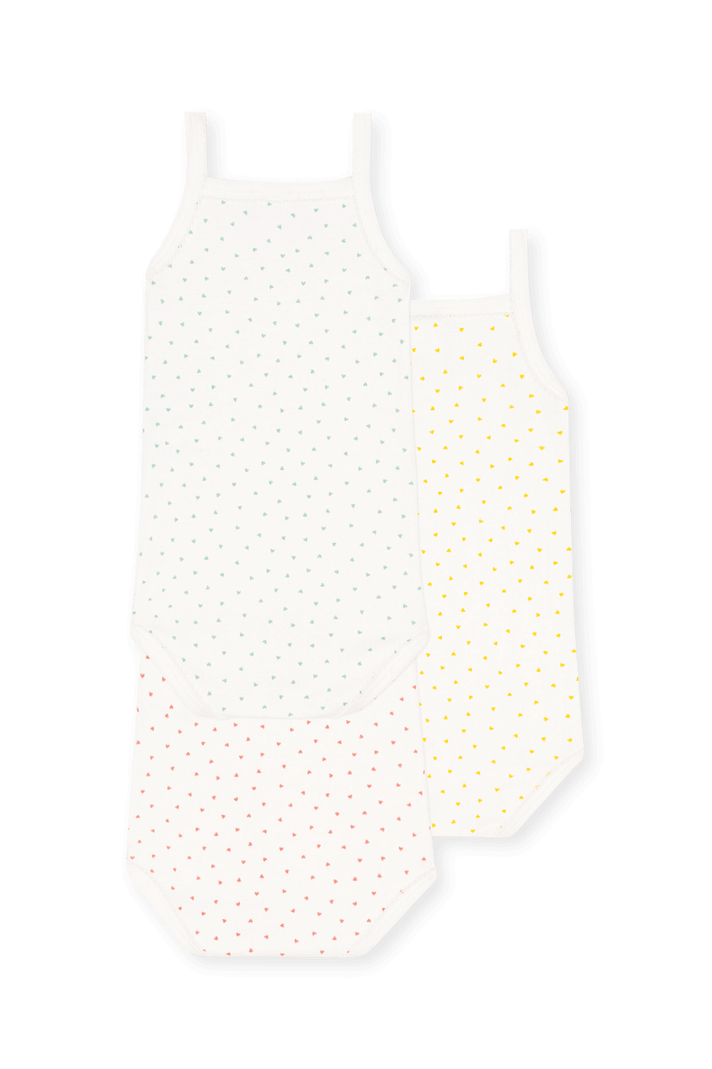 תמונה אחורית של מארז שלושה בגדי גוף קצרים עם לבבות - גילאי 3 חודשים - 36 חודשים