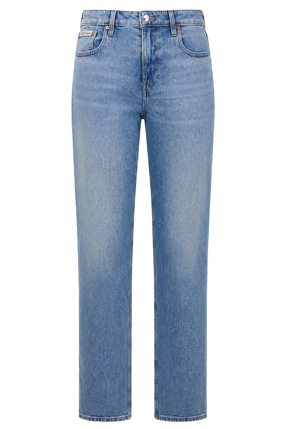 תמונה קידמית של מכנסי ג'ינס בגזרה גבוהה וישרה