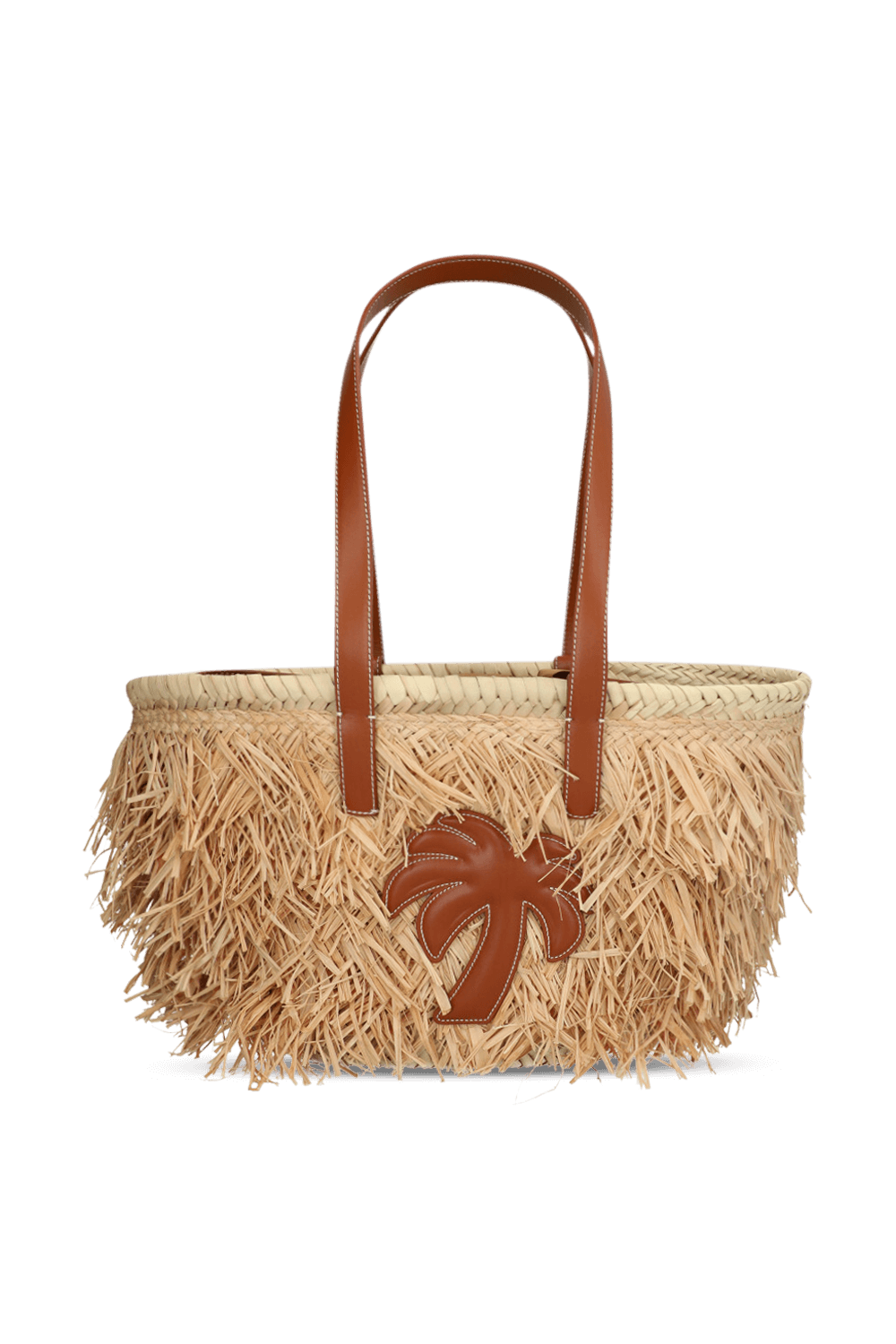 תמונה קידמית של תיק קש עם לוגו