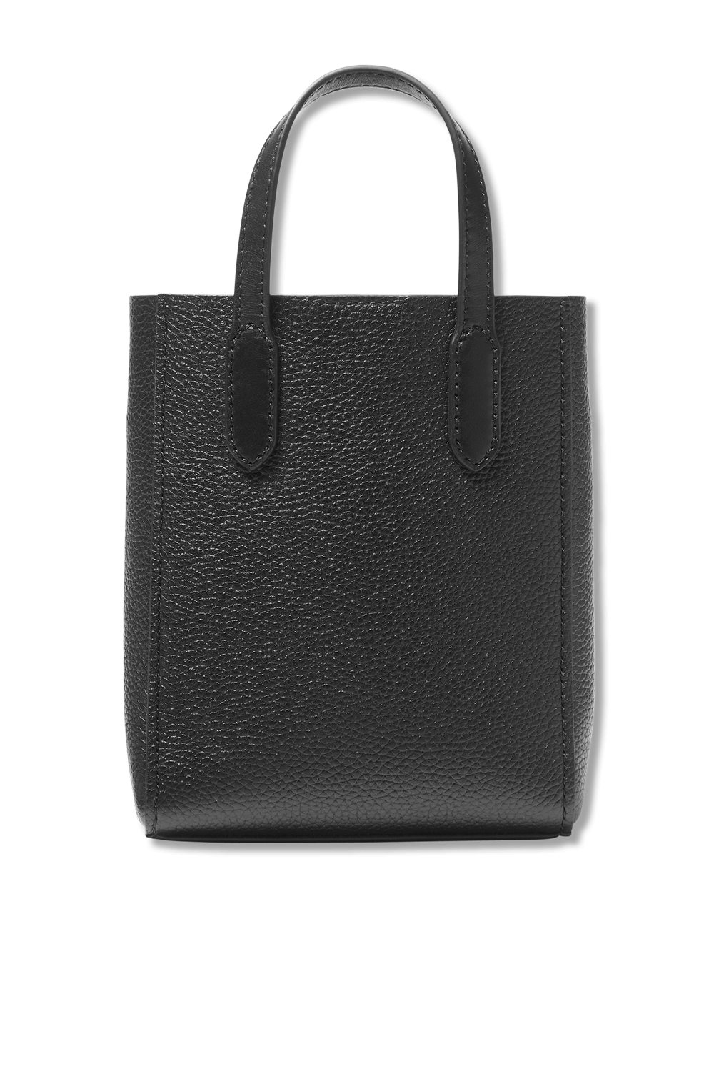 תמונה אחורית של תיק קטן מעור מגורען שחור