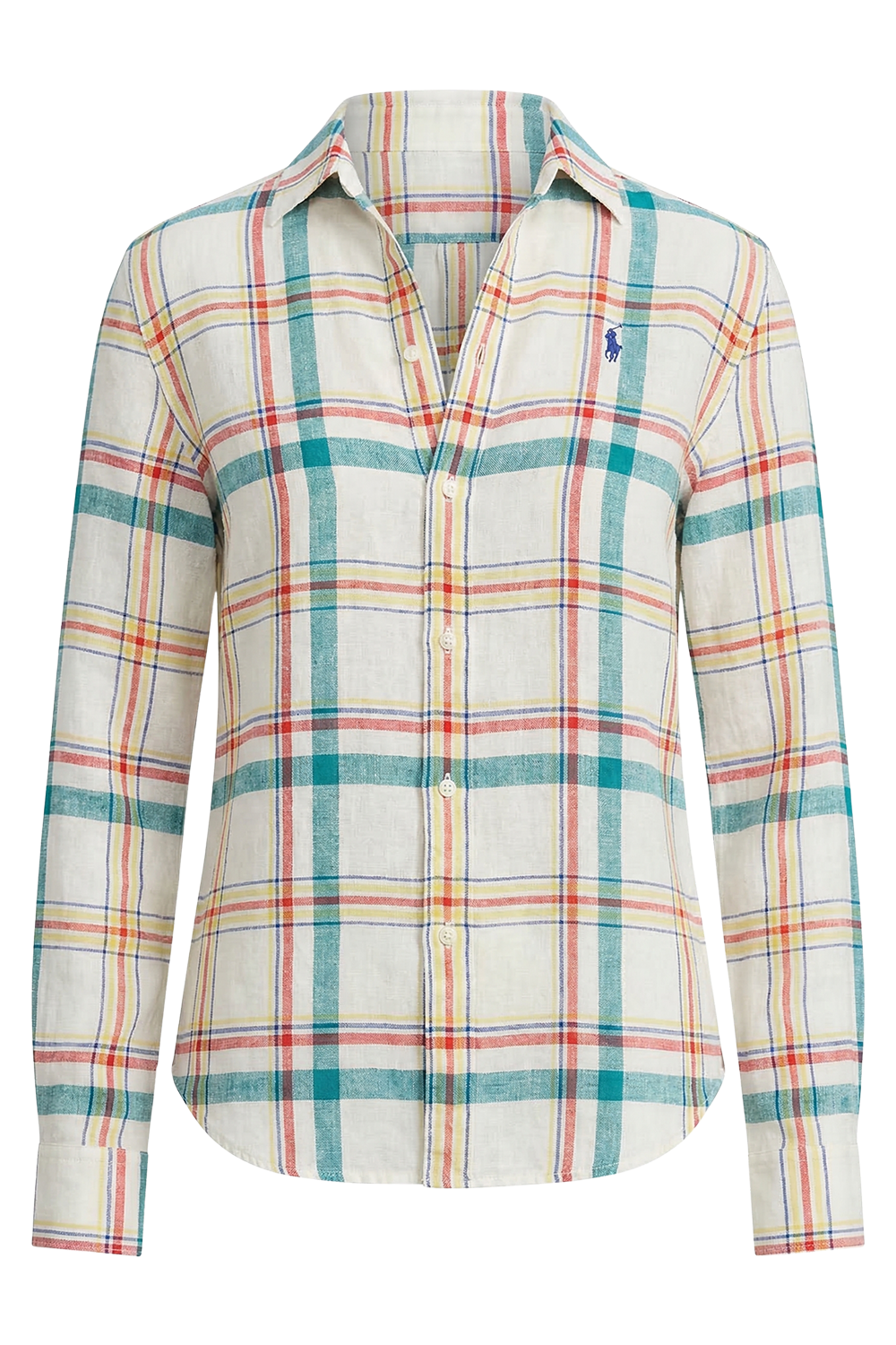 תמונה קידמית של חולצה מכופתרת ארוכה מפשתן