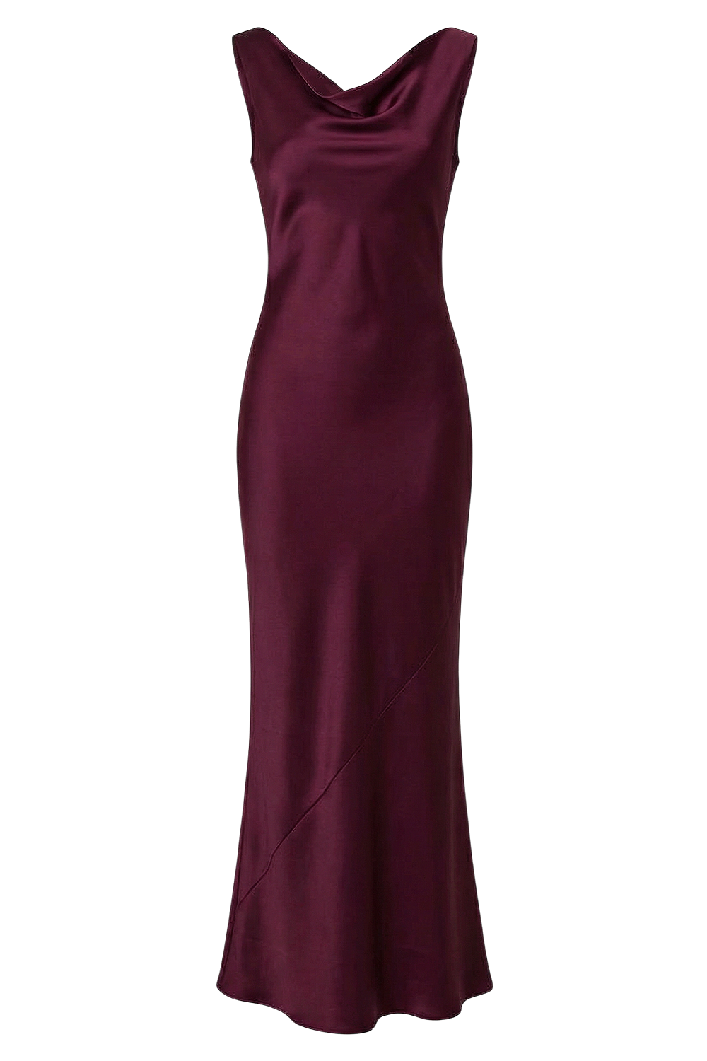 תמונה קידמית של שמלת סאטן עם מחשוף גב