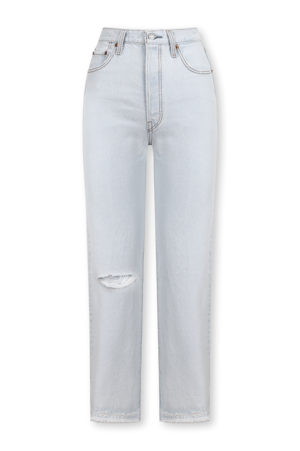 תמונה קידמית של מכנסי ג'ינס ריבקייג' קרופ בגזרה ישרה