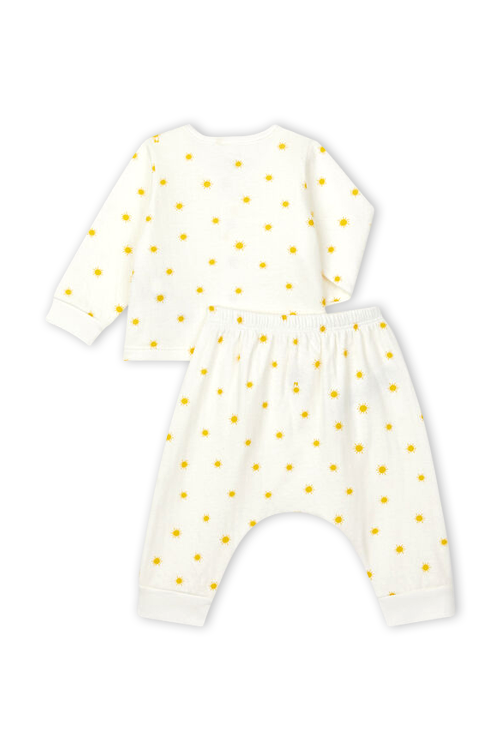 תמונה אחורית של גילאי NB-24 חודשים סט מכנסיים וקרדיגן עם הדפס שמש