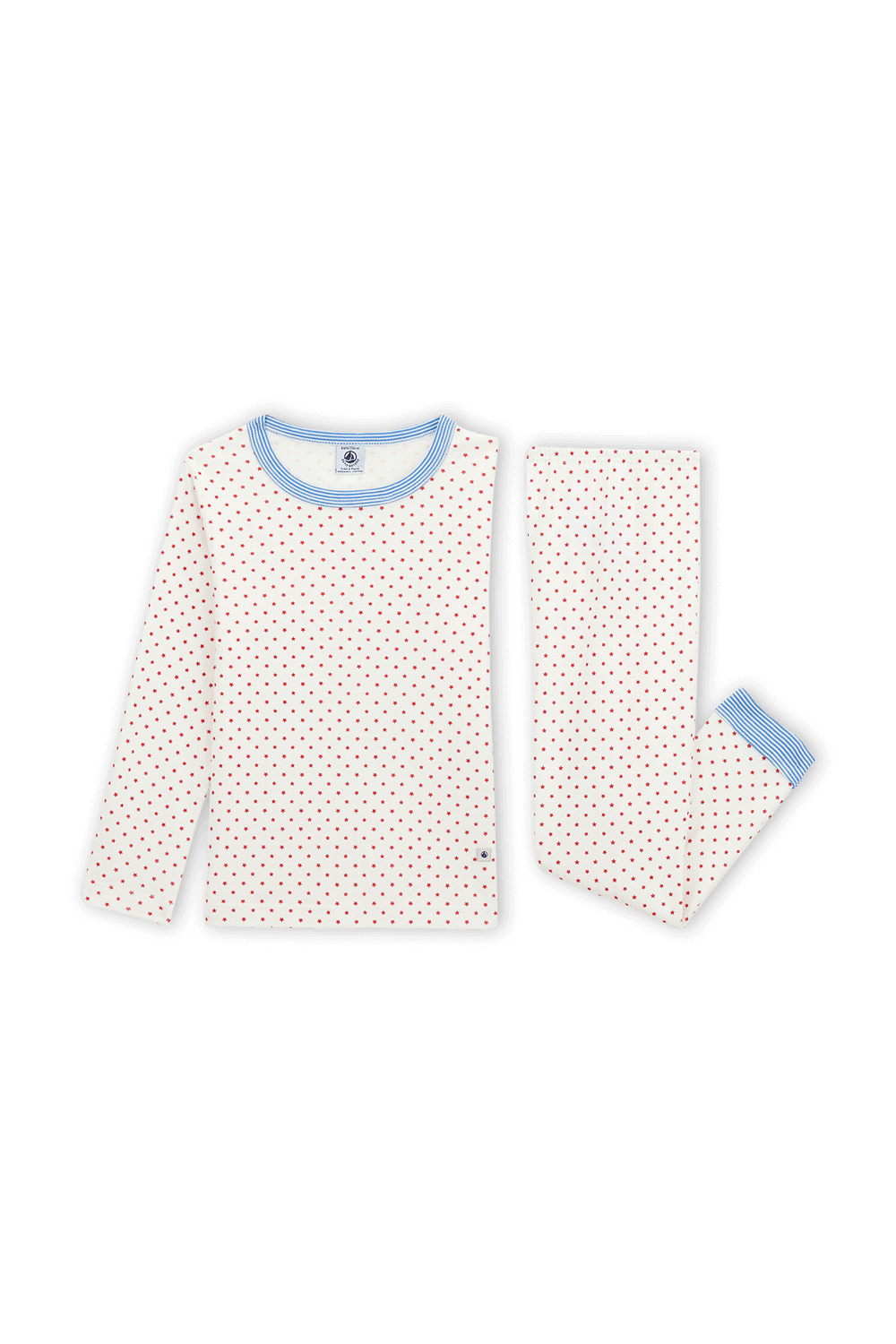 תמונת פנים של גילאי 6-12 סט פיג'מה כוכבים ארוך  בגוון לבן