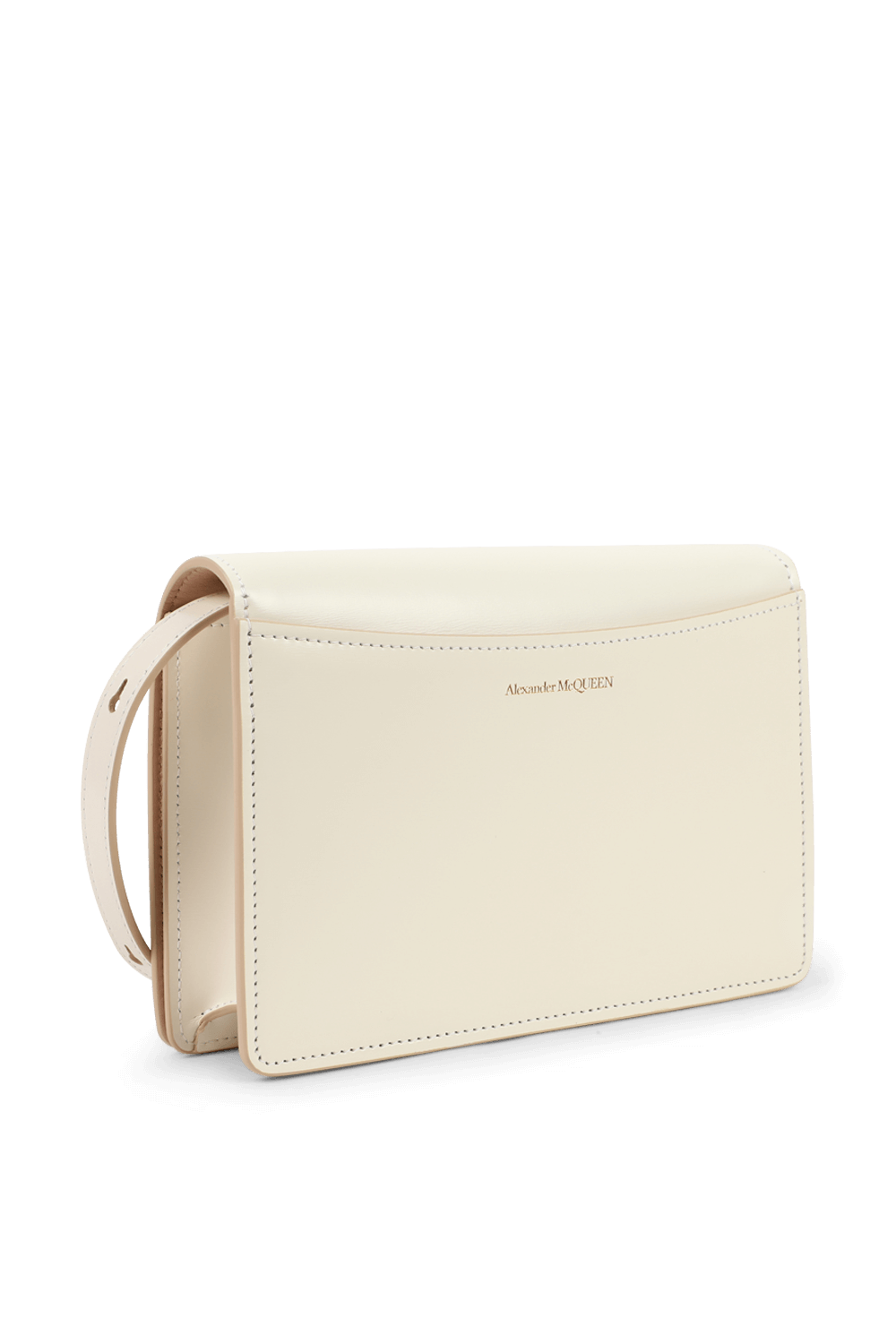 תמונה אחורית של תיק ארבע טבעות מעור בגוון שמנת