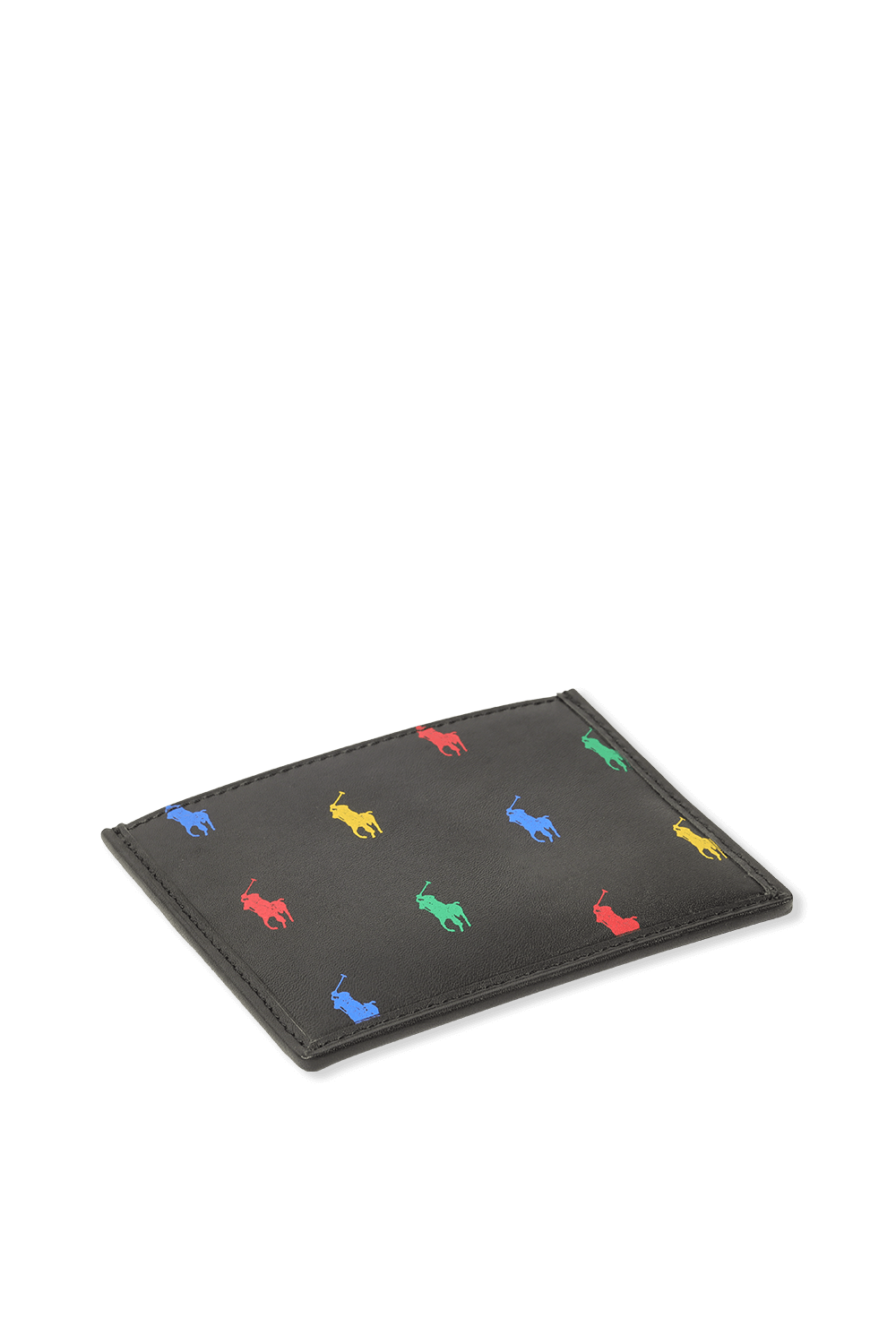 Colorful Logo Card Case in Black Leather POLO RALPH LAUREN