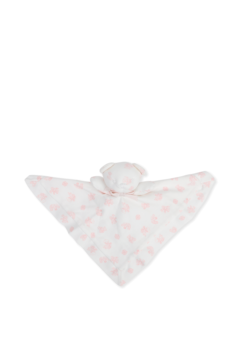 תמונה קידמית של שמיכת כותנה פפיון עם הדפס פסטלי