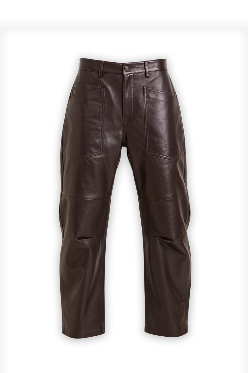 תמונה קידמית של מכנסי עור בגזרת בלון