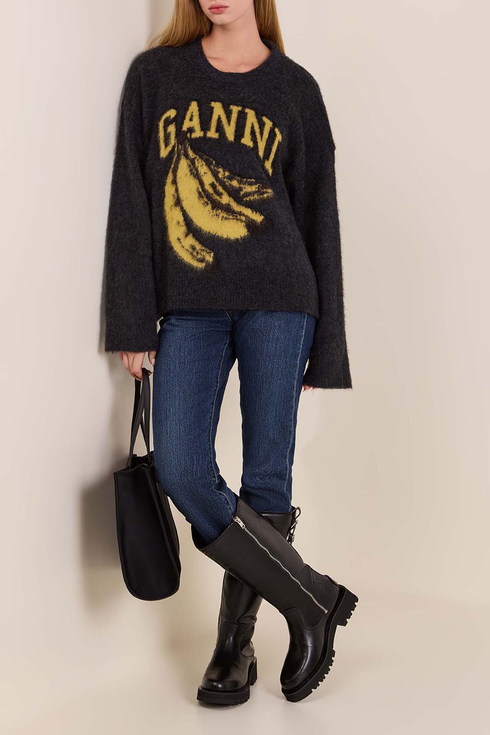 תמונת דוגמן קידמית של מגפי ברך מעור טבעוני