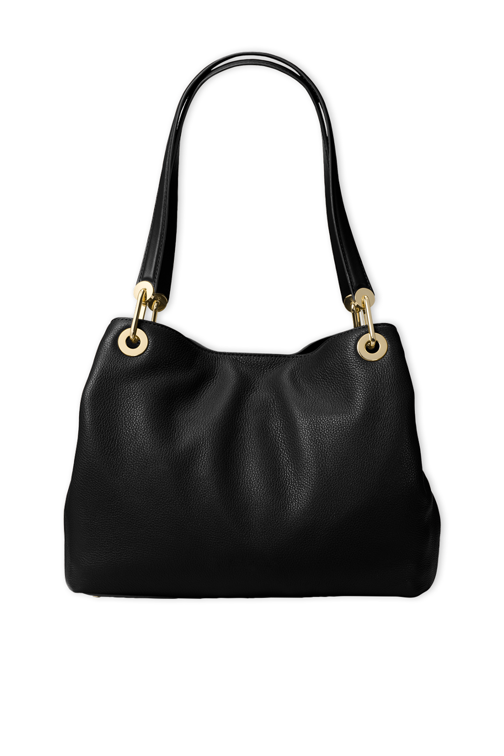 תמונה אחורית של LG Raven Leather Shoulder Bag in Black