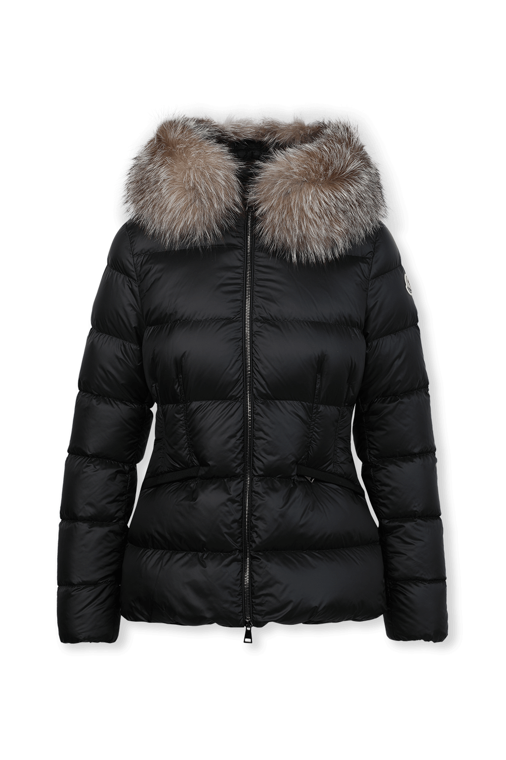 תמונה קידמית של מעיל פאפר עם קפוצ'ון פרוותי בגוון שחור