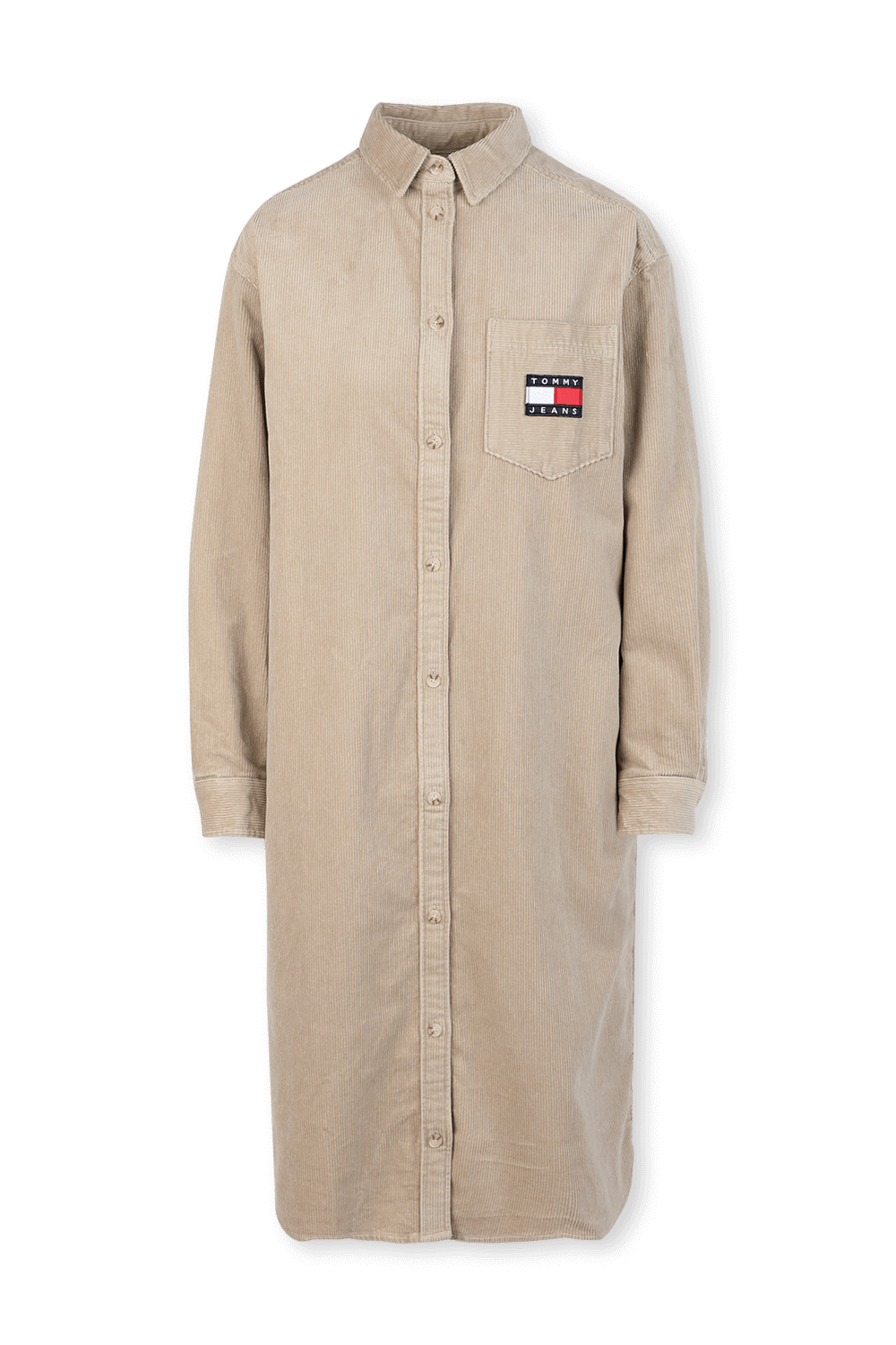 שמלת מידי מכופתרת בצבע בז' image number null TOMMY HILFIGER