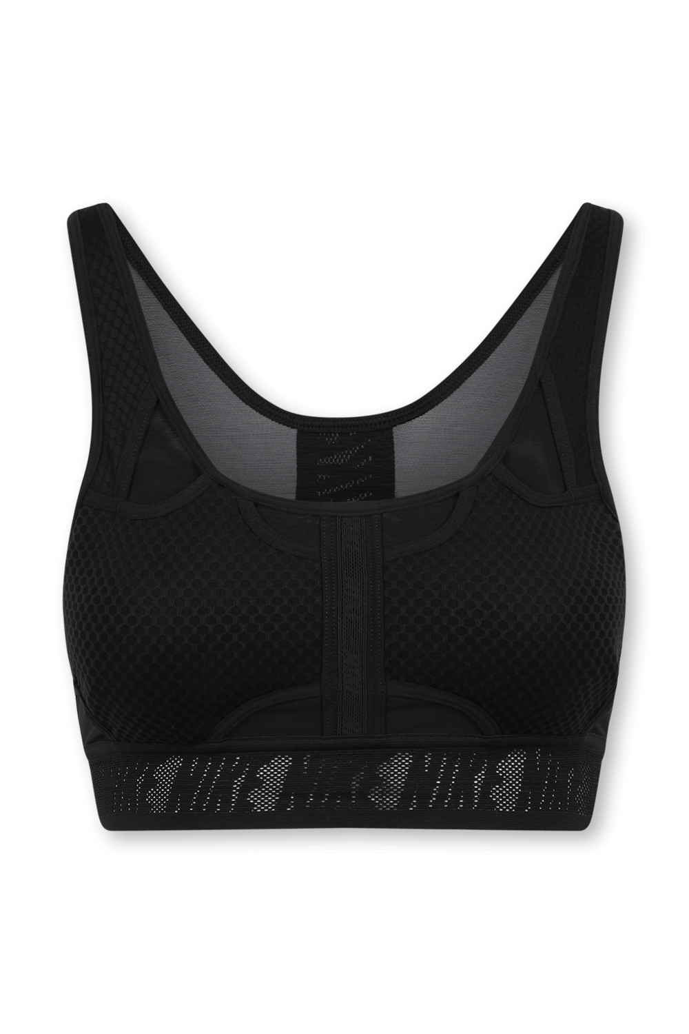 תמונה קידמית של טופ ספורטיבי דריי-פיט רשת אחורית בגוון שחור