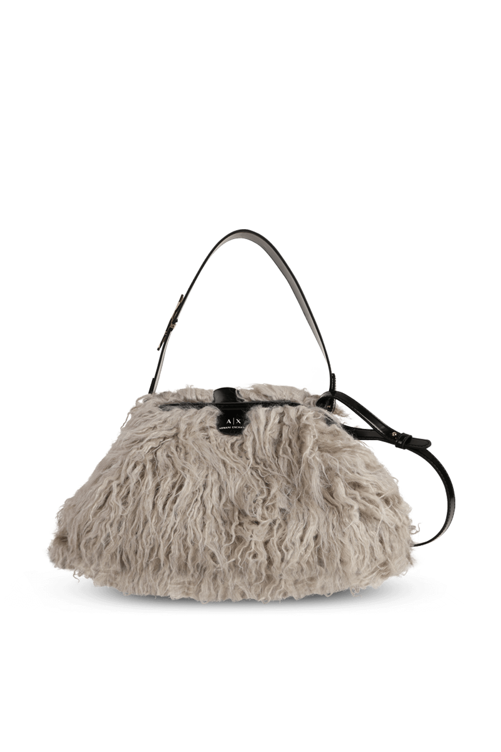 תמונה קידמית של תיק צד דמוי פרווה