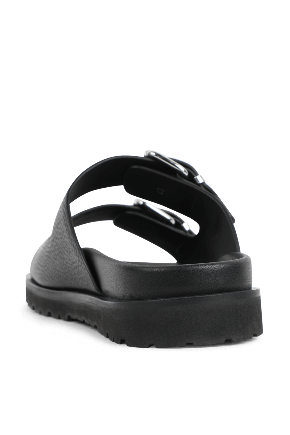 תמונה אחורית של סנדלי סוני שטוחים שחורים