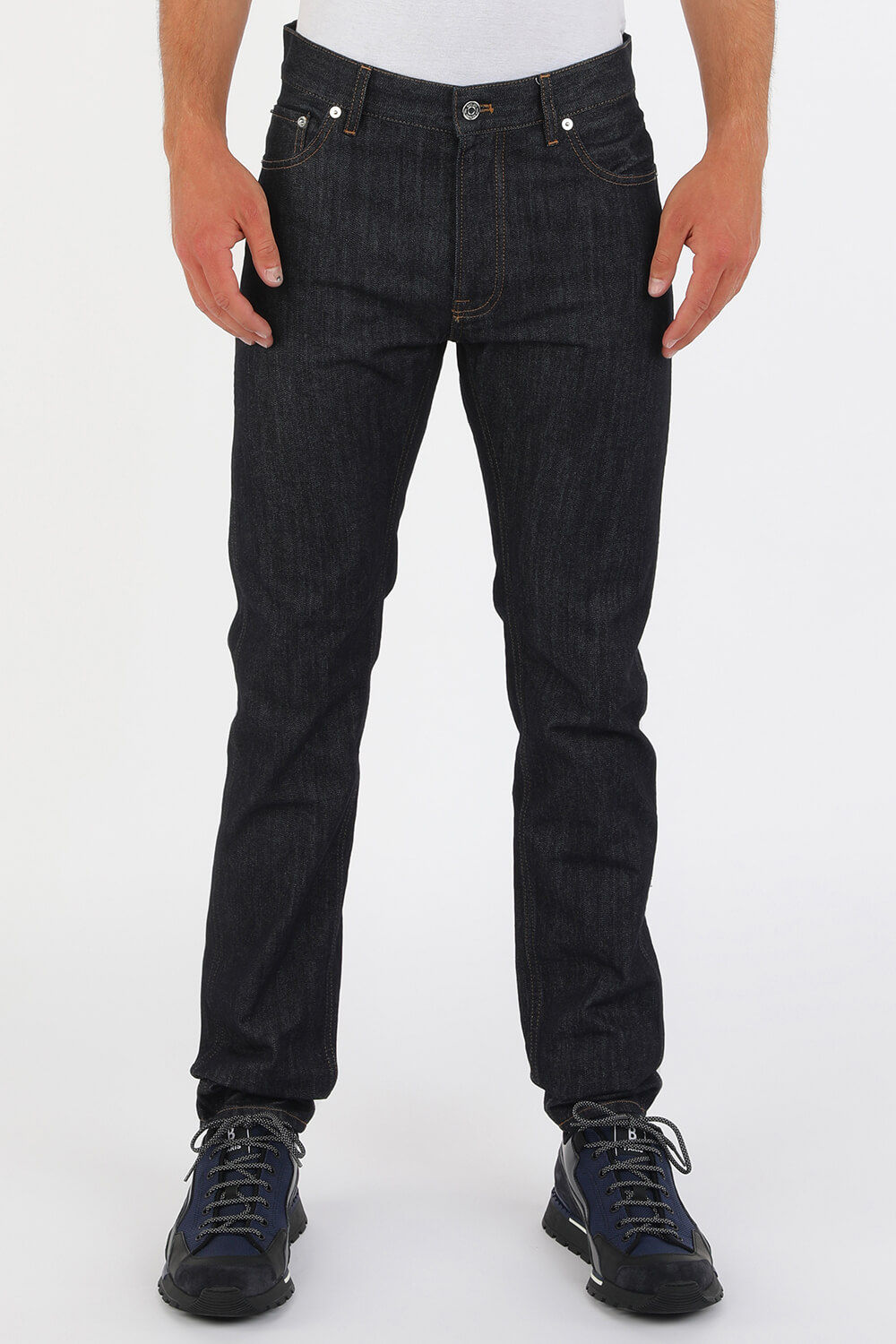 תמונת דוגמן קידמית של Scritto Straight Denim Trousers in Dark Indigo
