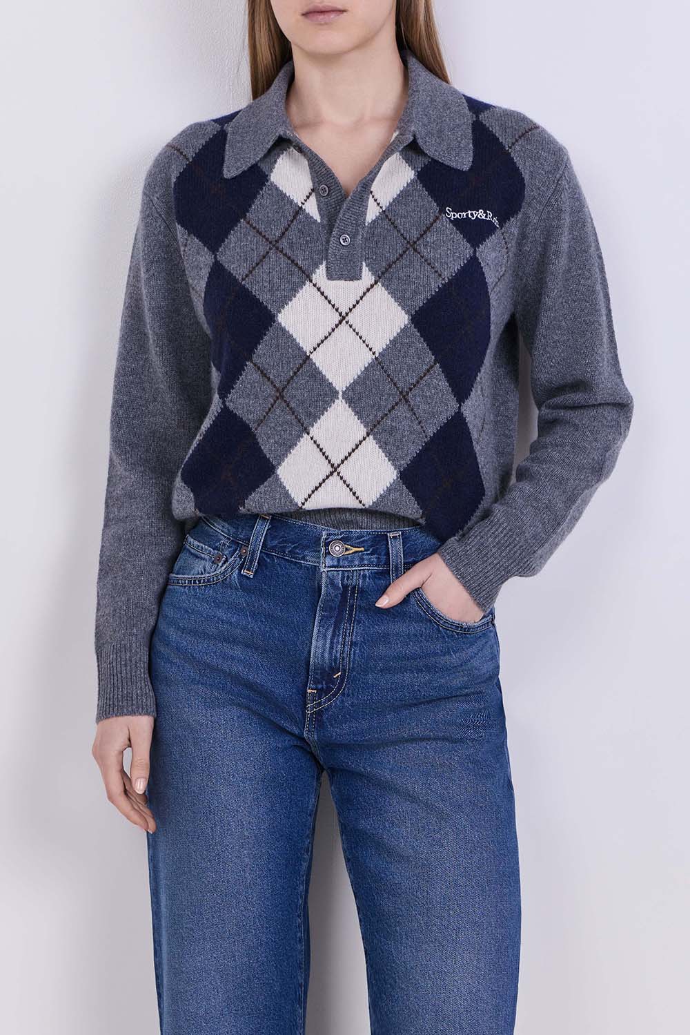 תמונת דוגמן קידמית של סריג פולו קשמיר