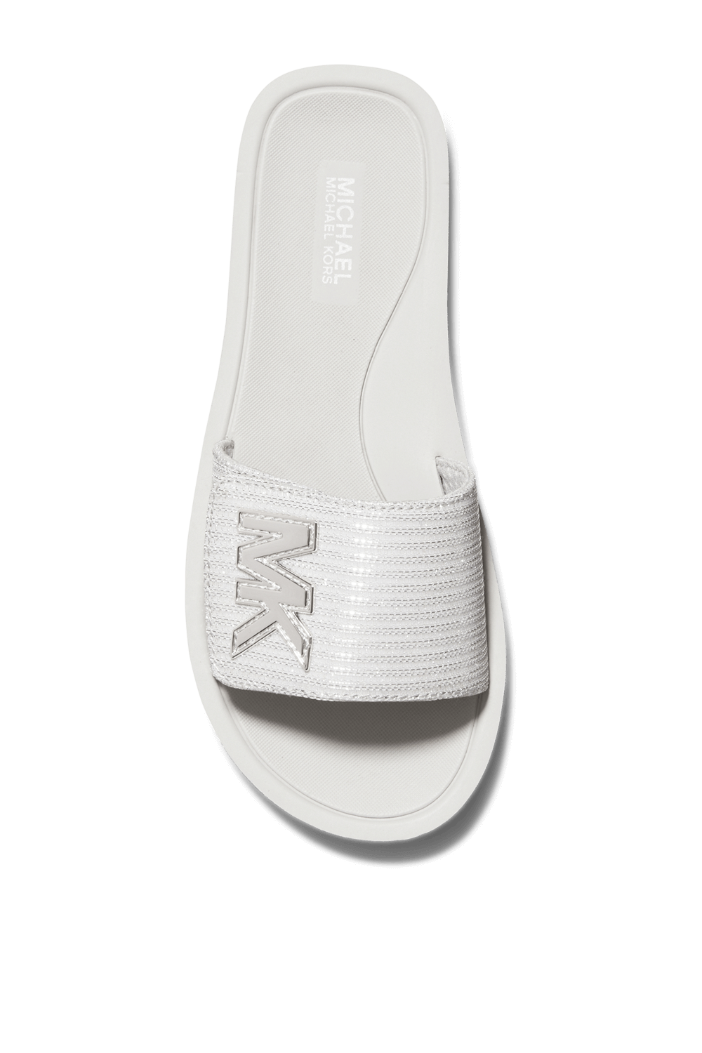 תמונה אחורית של כפכפי סליידס לבנים