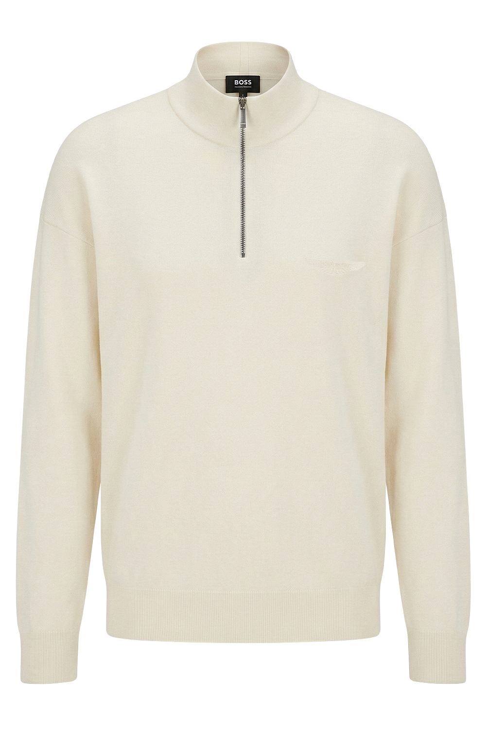 תמונה קידמית של סווטשירט חצי רוכסן בוס X אסטון מרטין