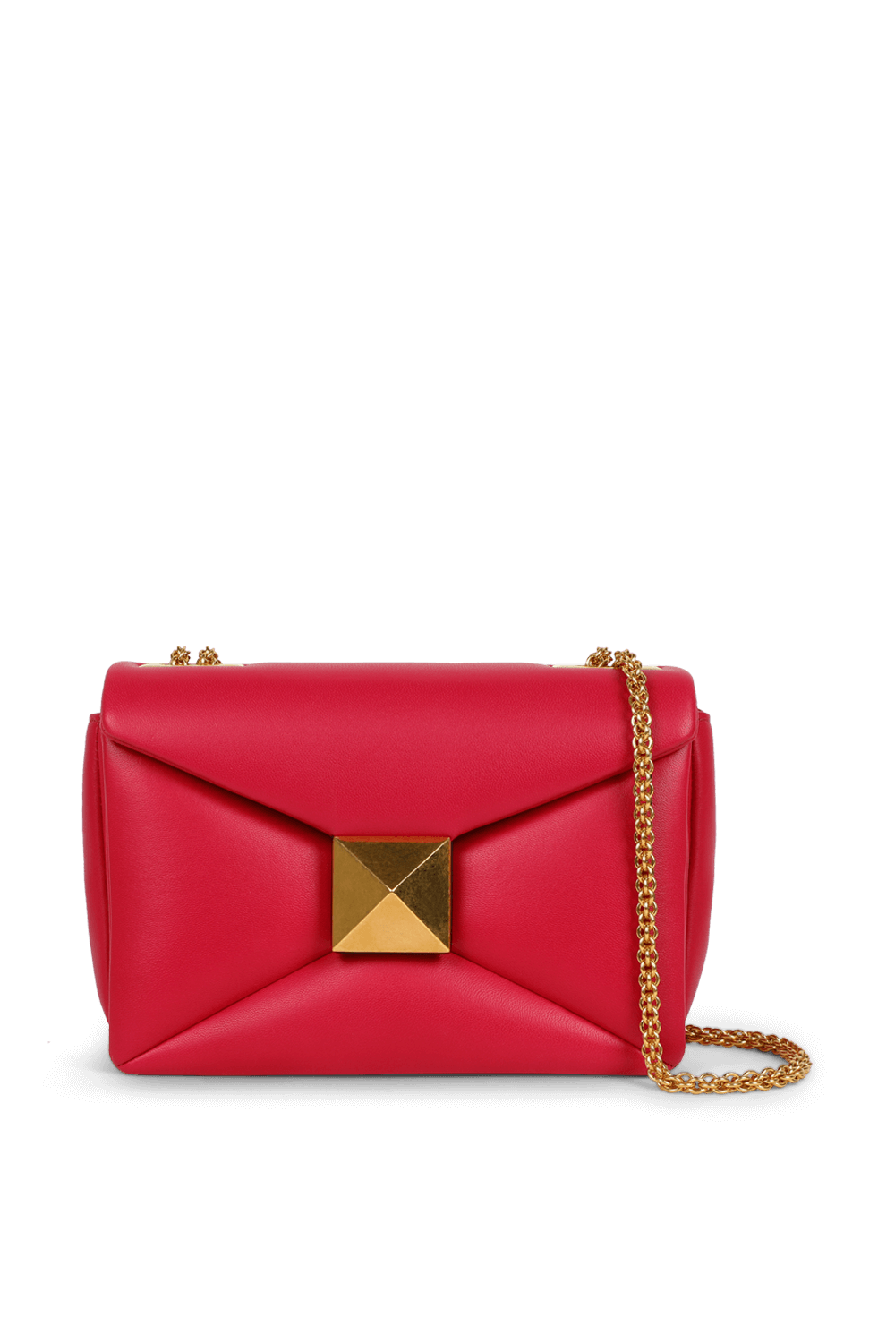 תמונה קידמית של תיק צד ורוד עם ניט זהב