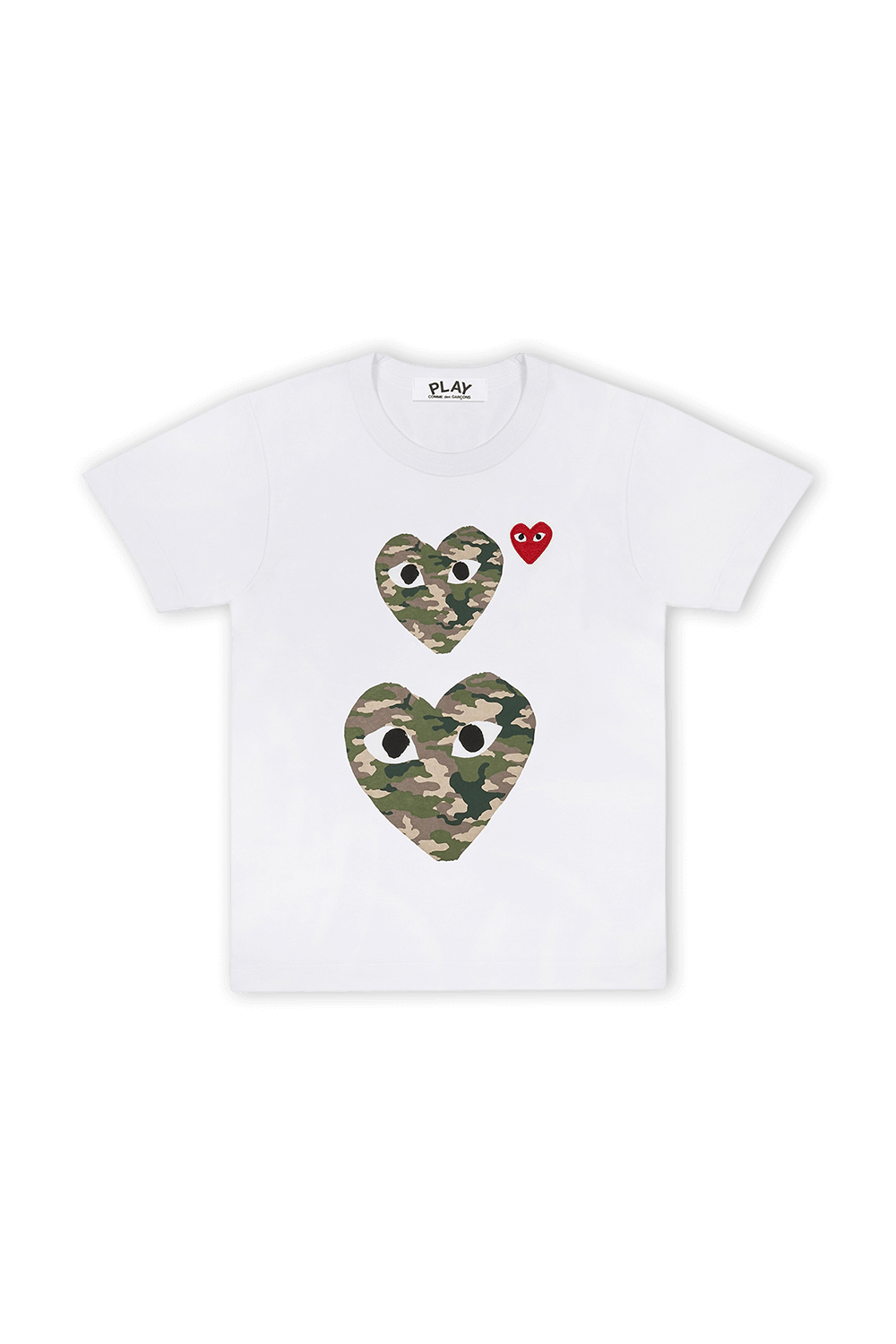 3 Hearts Play Camouflage Tee in White COMME des GARCONS