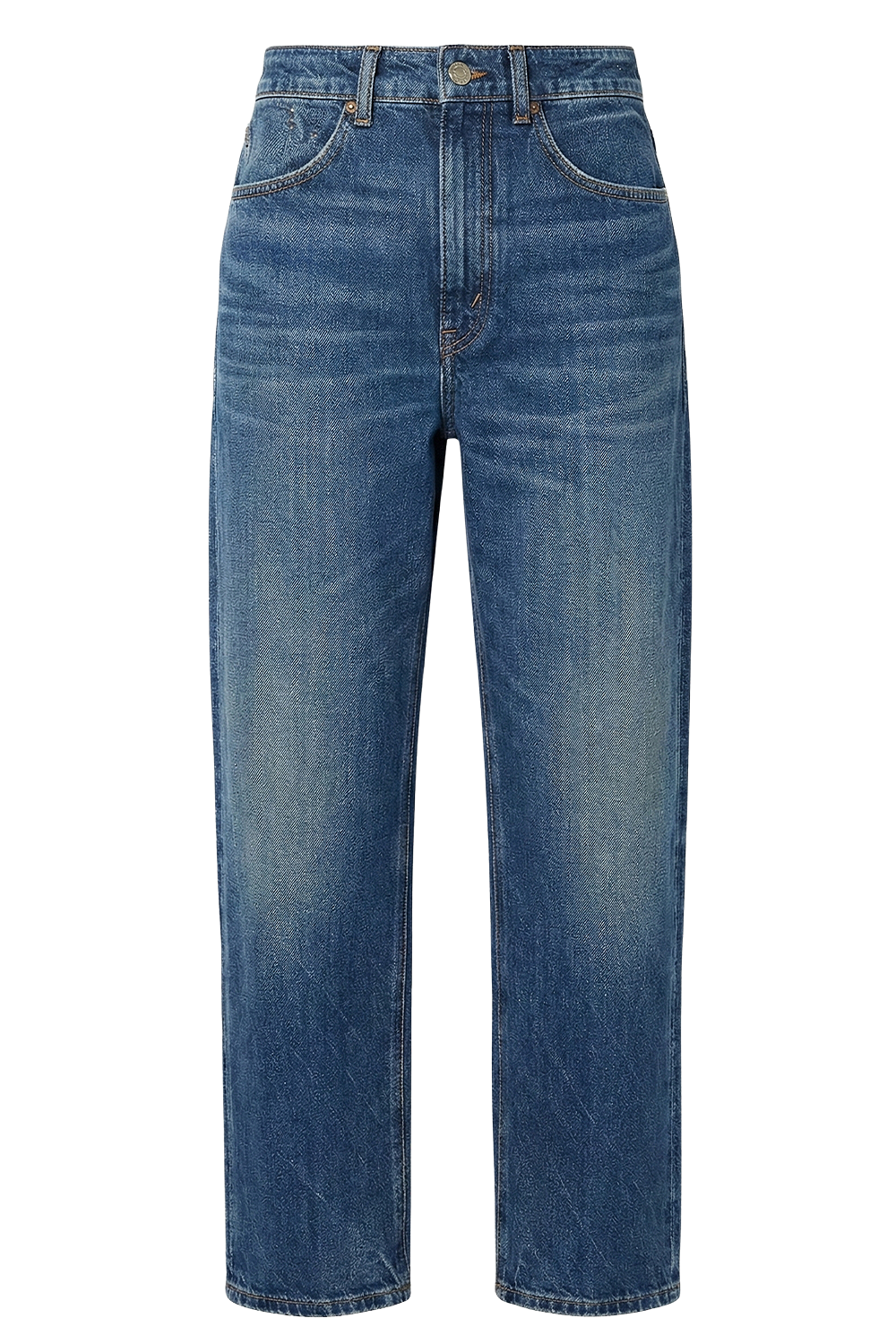 תמונה קידמית של מכנסי ג'ינס בגזרה משוחררת