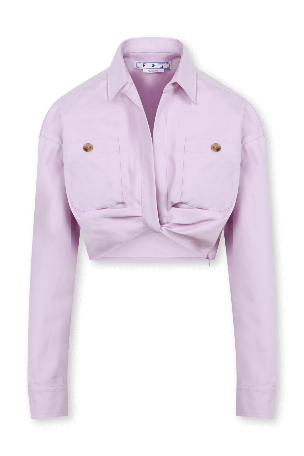 תמונה קידמית של חולצת קרופ מכותנה עם טוויסט