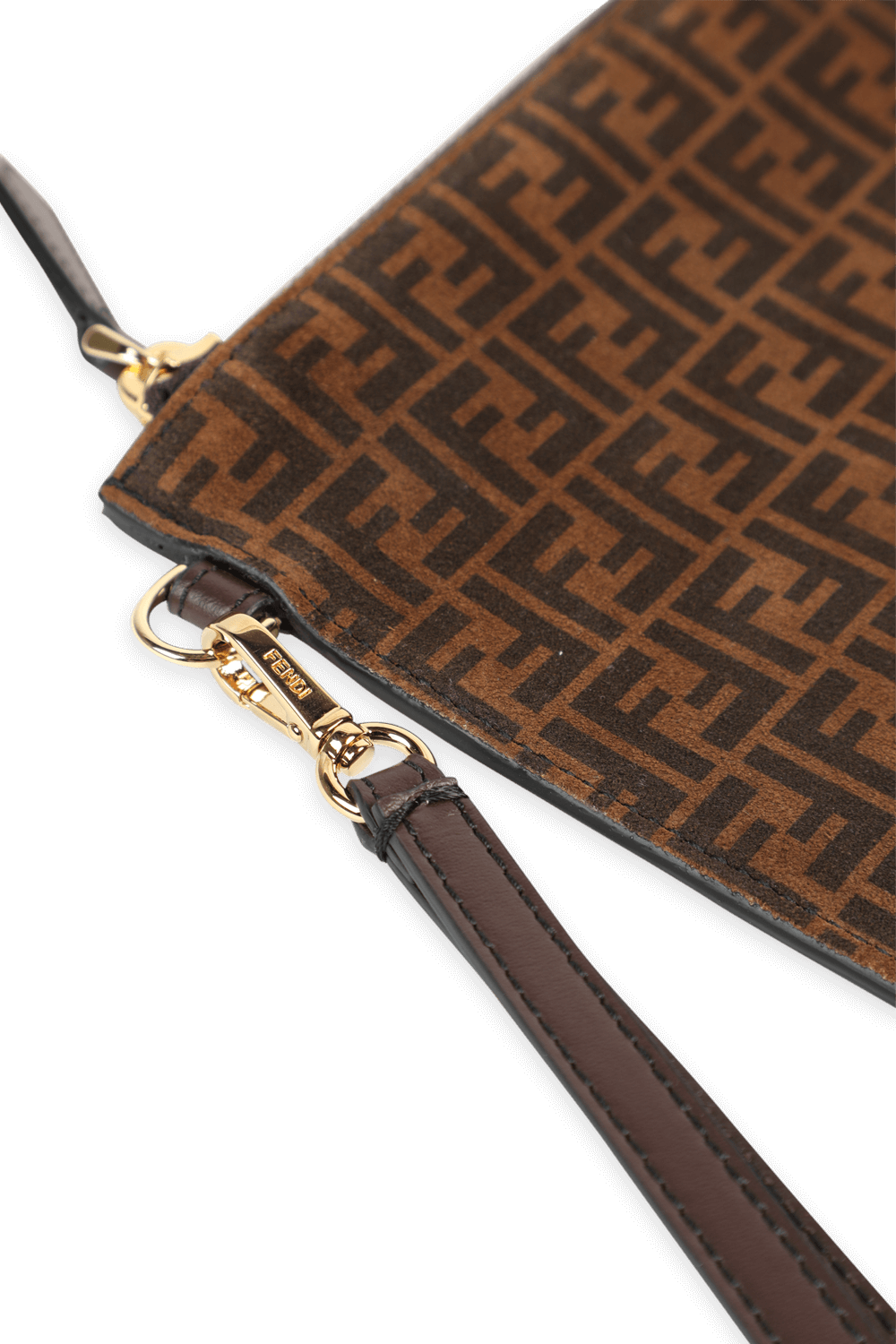 תמונת תקריב של Suede Clutch Bag in Brown