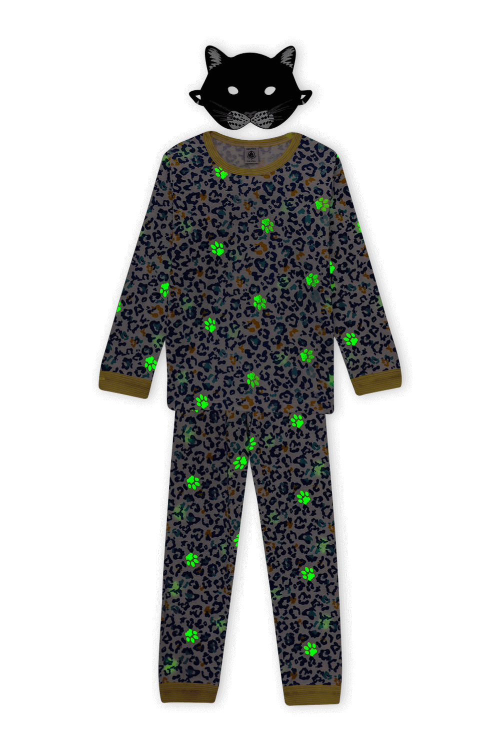 תמונה אחורית של גילאי 3-12 שנים סט פיז'מה ארוך בדפוס זוהר בחושך