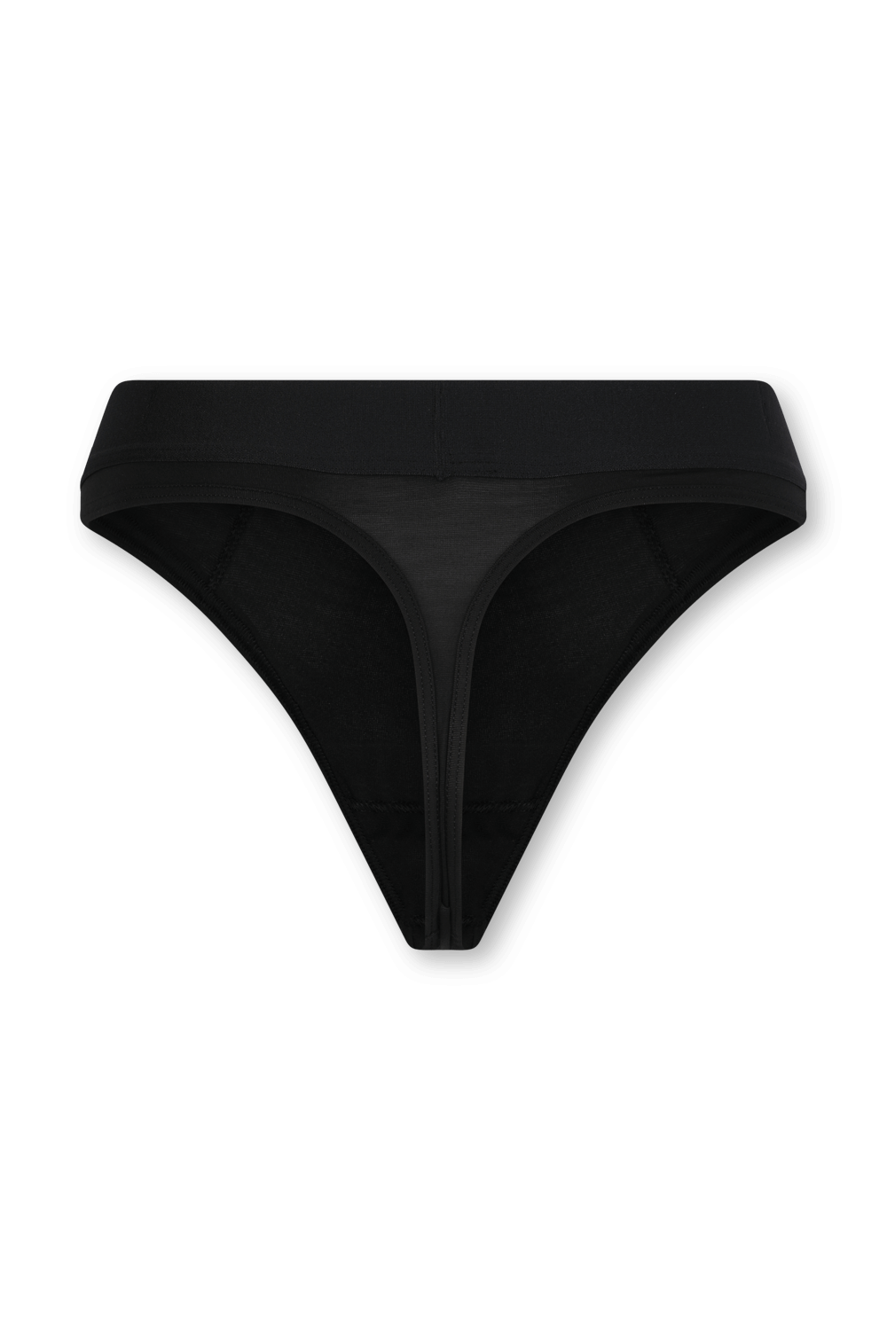 תמונה אחורית של תחתוני חוטיני עם רצועה ממותגת בגוון שחור