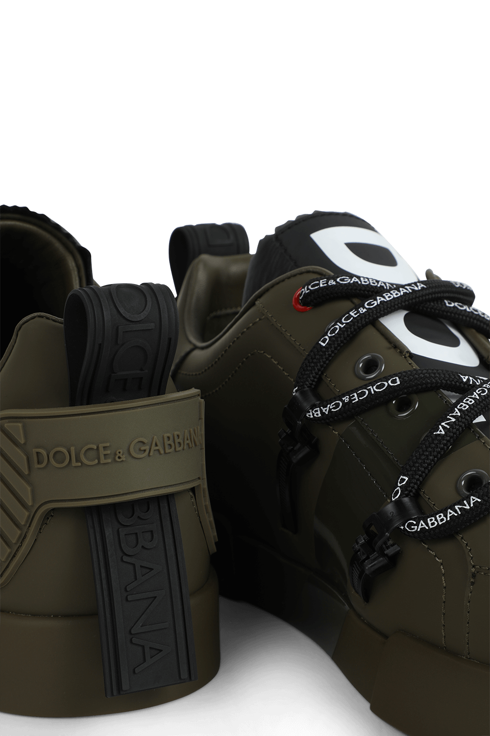 נעלי סניקרס פורטופינו מעור בגוון חאקי ולוגו DOLCE & GABBANA