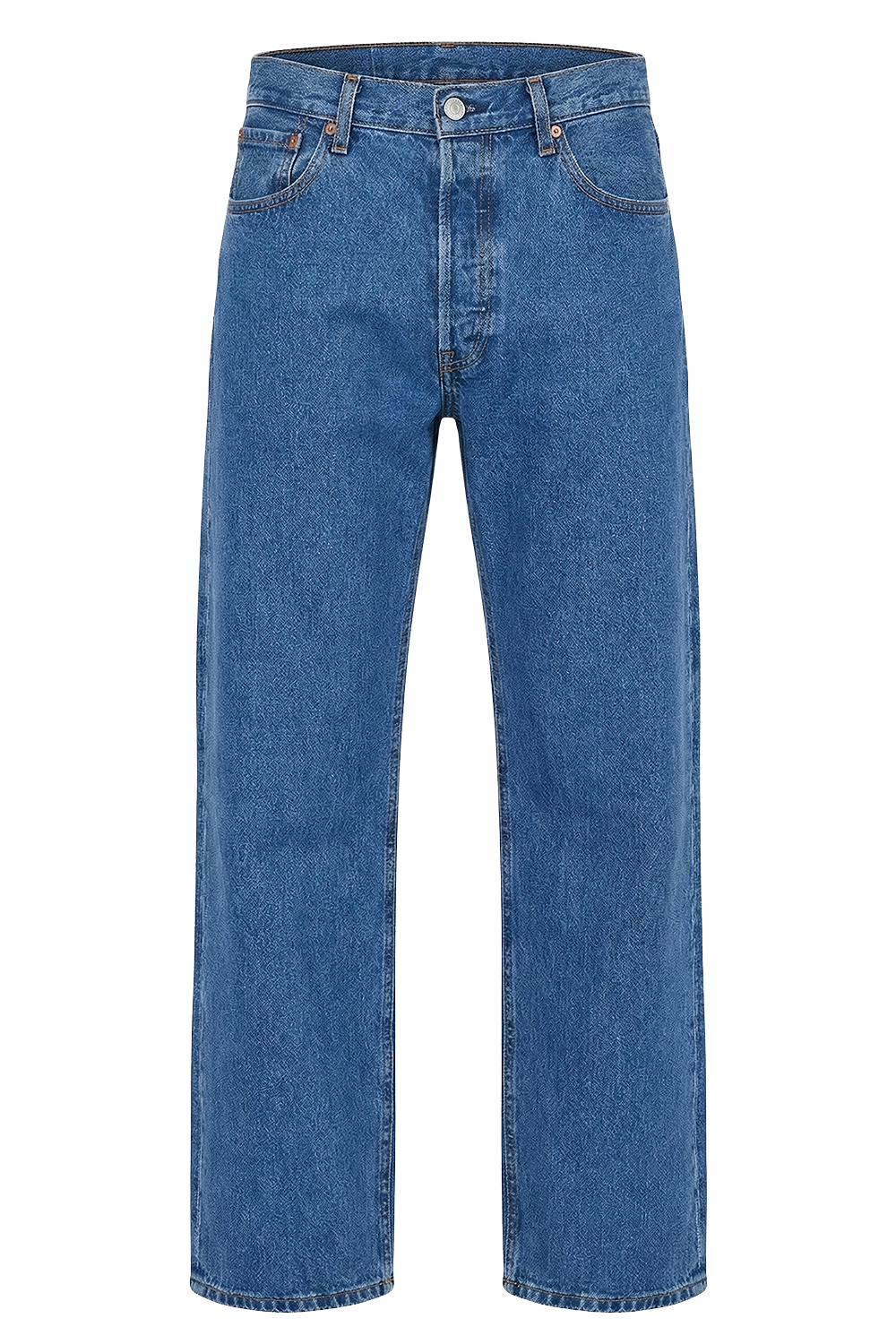 תמונה קידמית של מכנסי ג'ינס בגזרה משוחררת 501