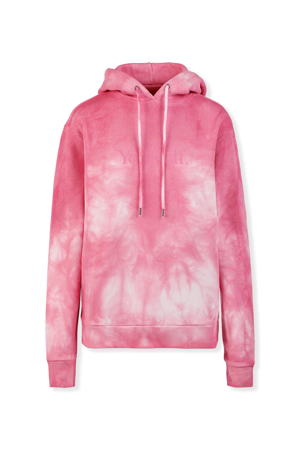 תמונה קידמית של Paco Rabanne x Peter Saville- Lose Yourself Printed Tie Dye Hoodie in Pink
