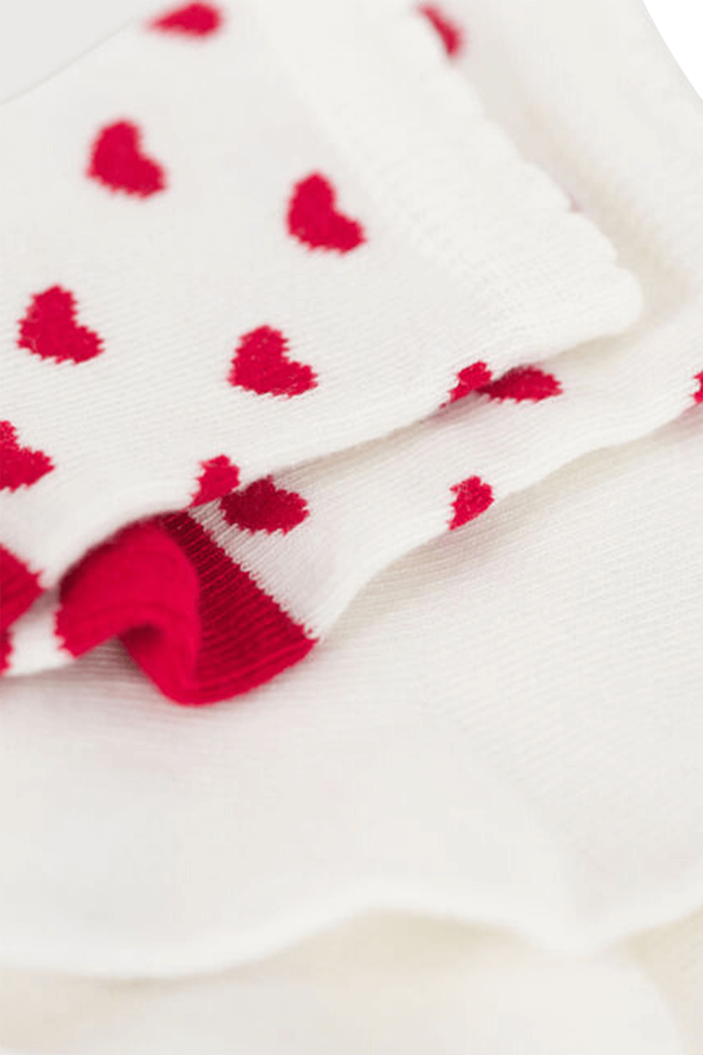 מארז שני זוגות גרביים עם לבבות אדומים - גילאי 3-36 חודשים PETIT BATEAU