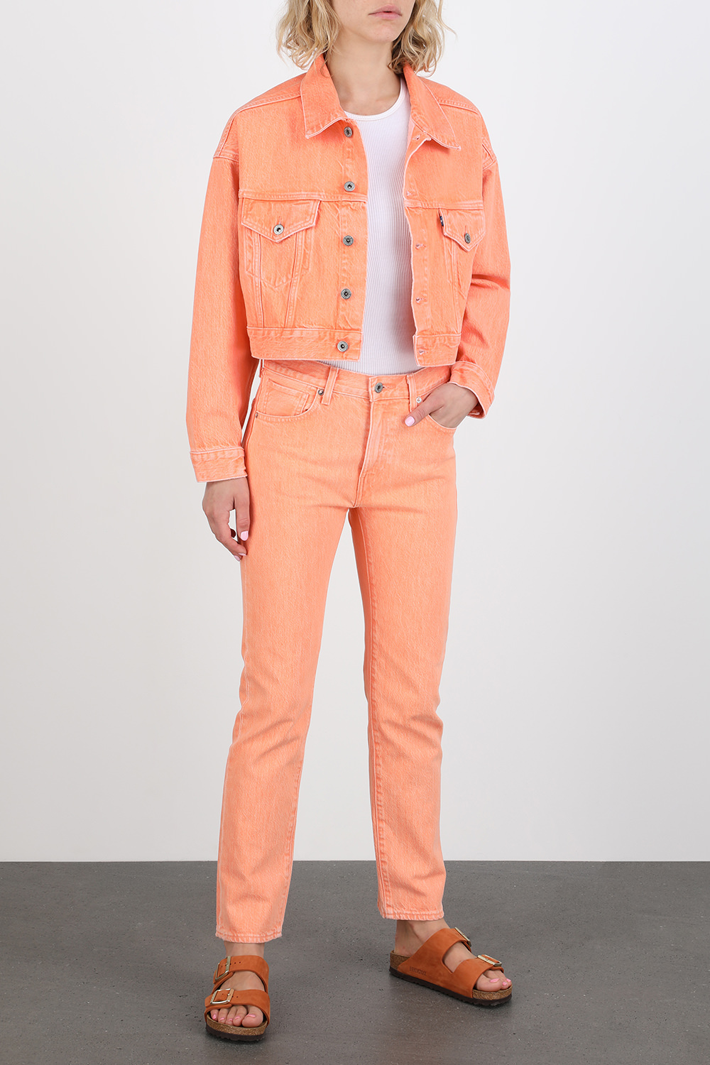 orange trucker jacket