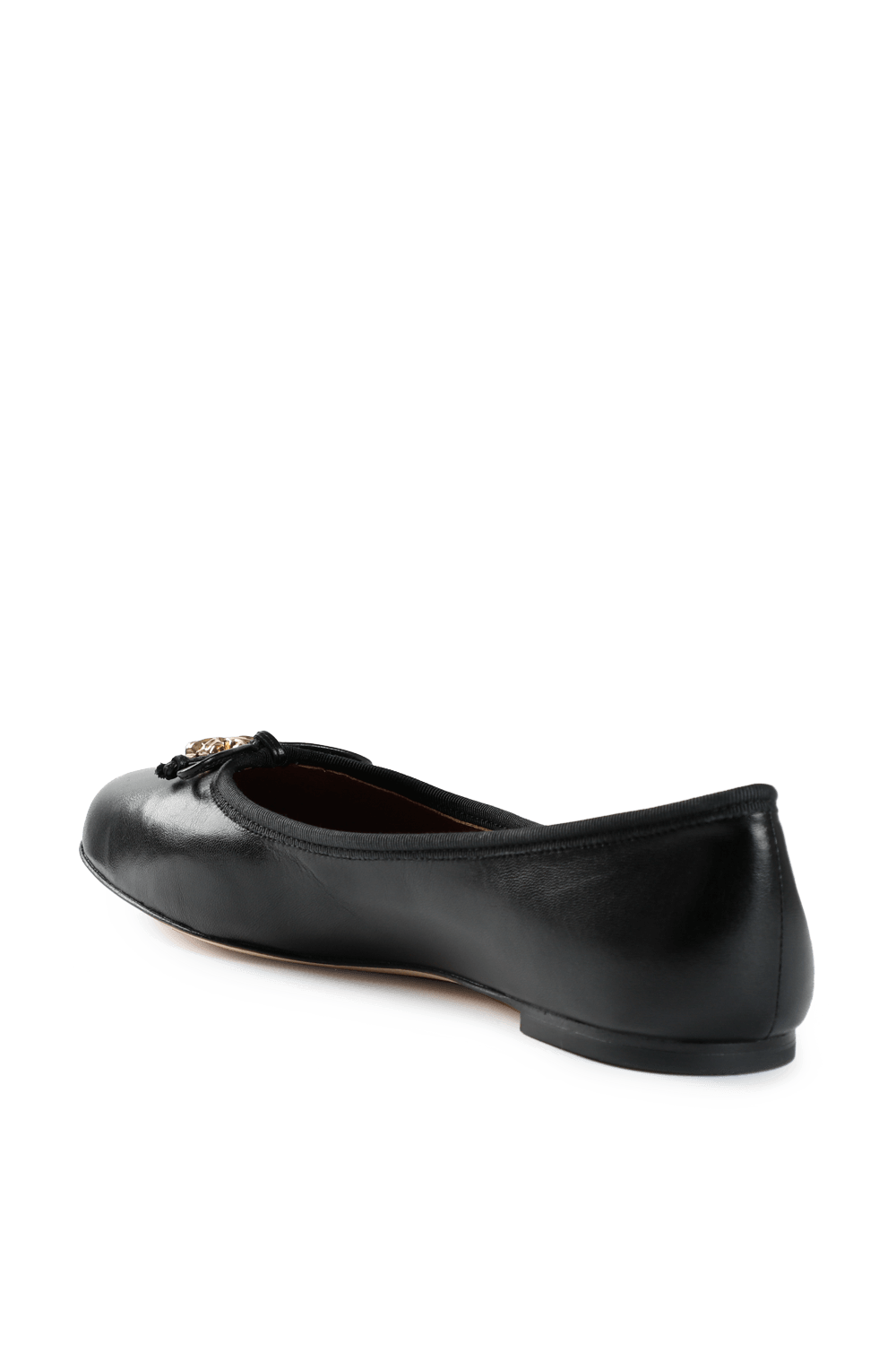 נעלי בלט שחורות עם לוגו מטאלי TORY BURCH