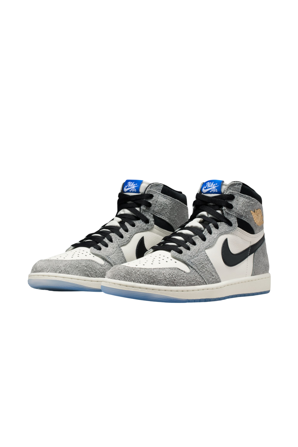 תמונת תקריב של נעלי סניקרס אייר ג&rsquo;ורדן 1 רטרו היי או־ג&rsquo;י