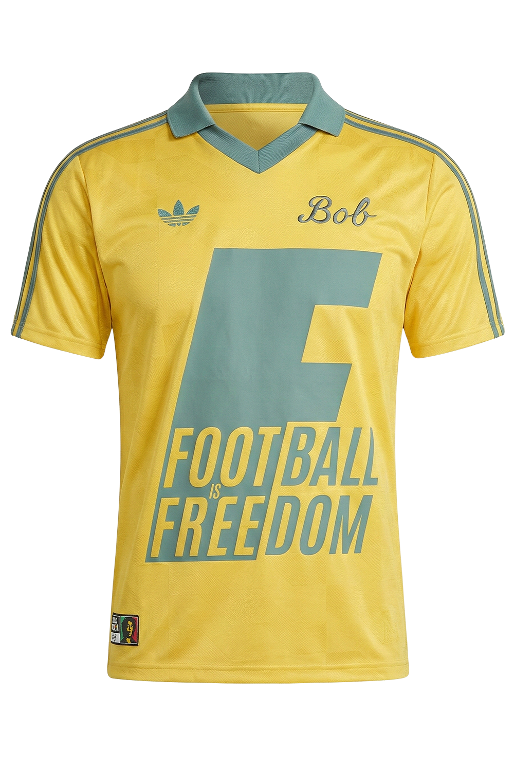 תמונה קידמית של חולצת פולו כדורגל בוב מארלי X אדידס